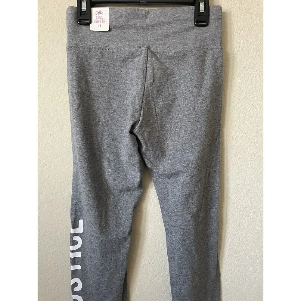 Justice Gray White Love Striped High Waist Full Length Leggings Size 12